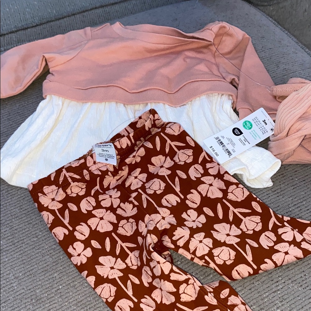 Carter's Blush and Cream Baby Set with Floral Leggings